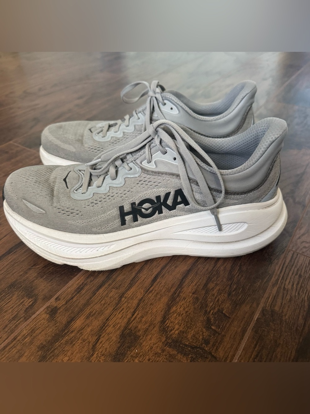 Hoka Bondi 9 Road-Running Shoes Size 9D Galactic Grey/Stellar Grey
